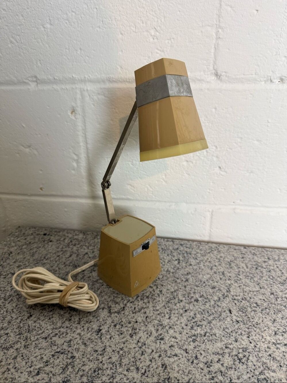 Vintage 1970s Mustard Yellow Desk Lamp Articulating MCM Space Age Working